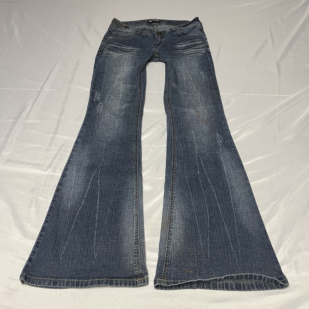 2000's Bongo Flared Bell Bottoms Jeans Womens 7 27x32 Low Rise Denim Mud Y2K